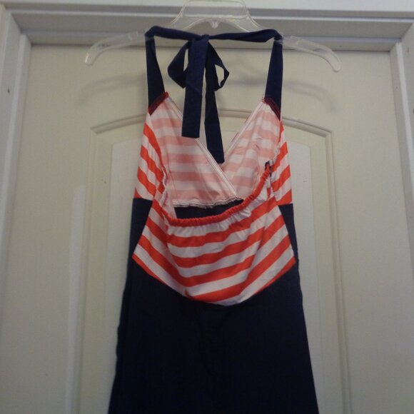 SAILORCORE FRENCH GIRL STYLE NAUTICAL BUT NICE MIDI RED WHITE BLUE SUNDRESS S - Picture 3 of 7